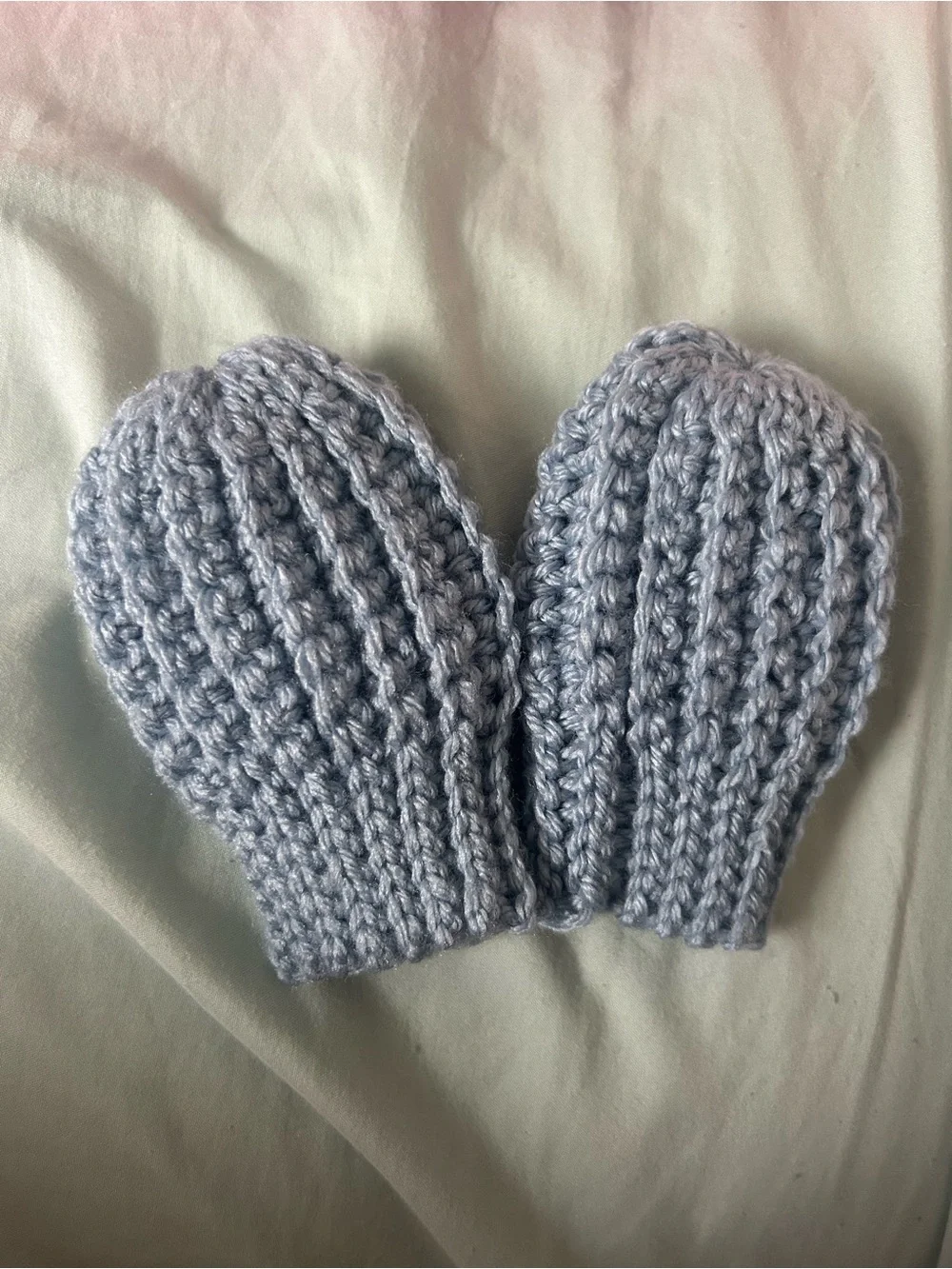 Light Blue Baby Crochet Mittens